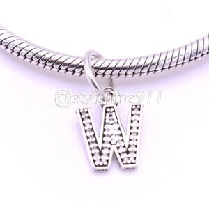 Authentic PANDORA Letter W Dangle with Zirconia